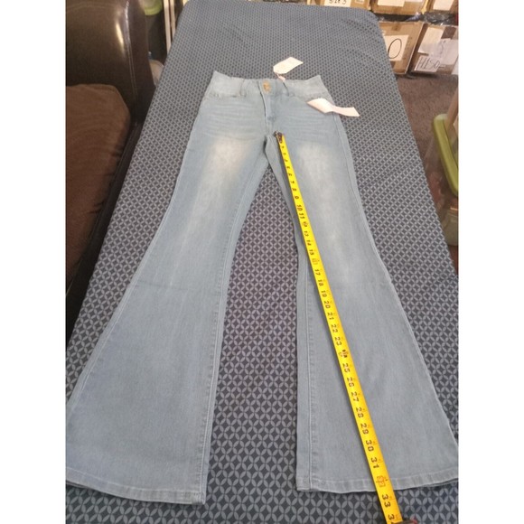 WAIST 29 IN SIZE 9 CTP FLARED JEANS STRETCH DENIM LIGHT BLUE, PUSH UP - Picture 8 of 11